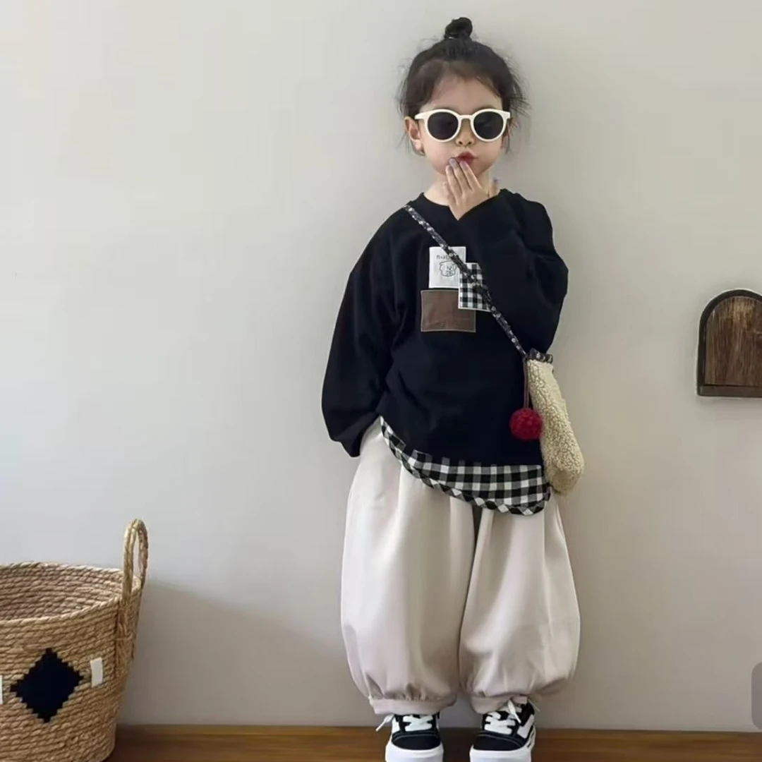 女童秋套装春秋款宽松卫衣灯笼裤女宝宝秋装韩版儿童两件女童套装