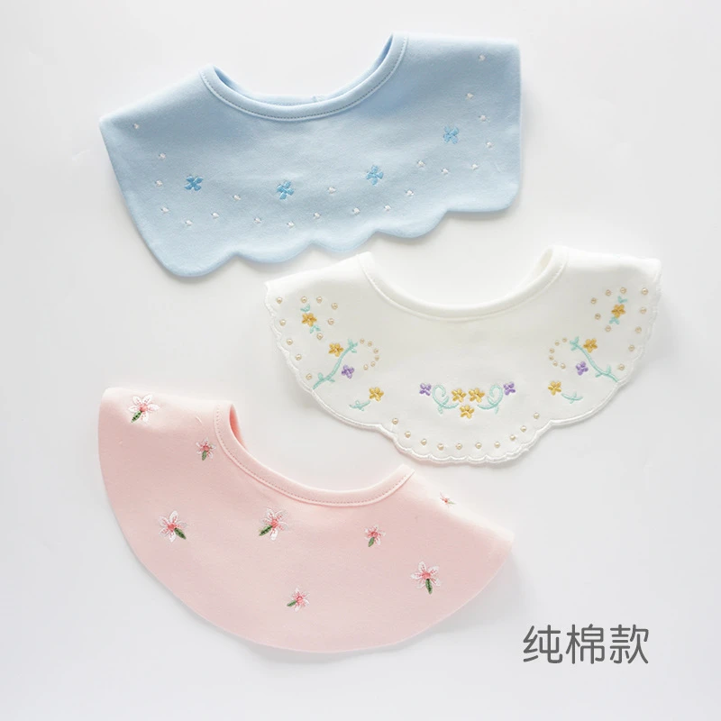 ins韩版新款纯棉新生儿宝宝围嘴婴儿口水巾装饰口水兜三条组合装