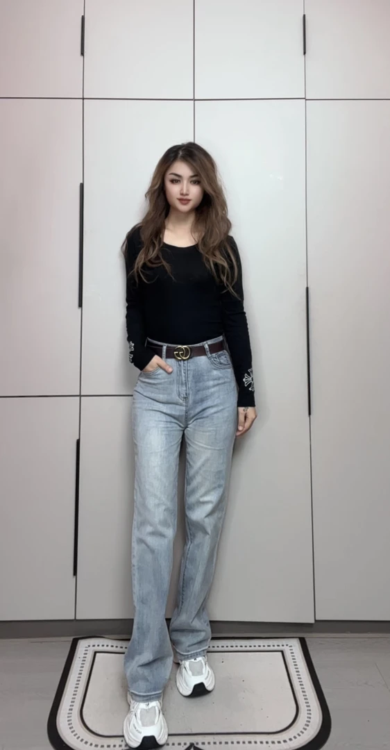 2157新款热卖网红时尚百搭浅蓝色牛仔裤包邮