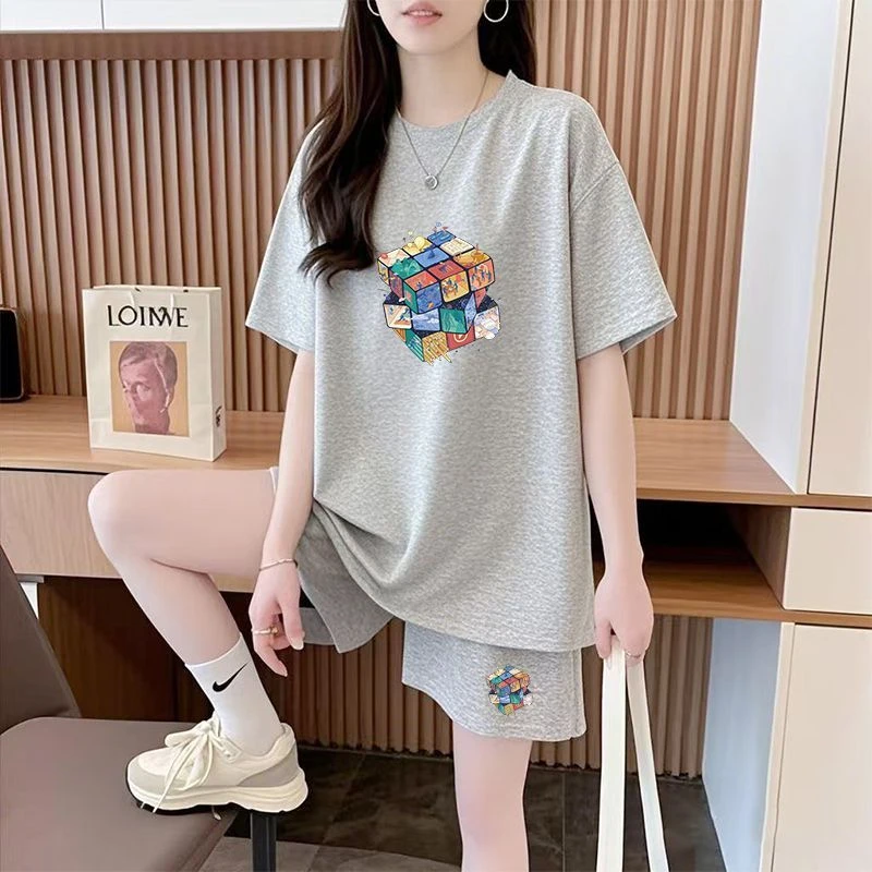 休闲运动套装短袖女款爆款2025新款洋气时尚夏季短裤韩版宽松大码