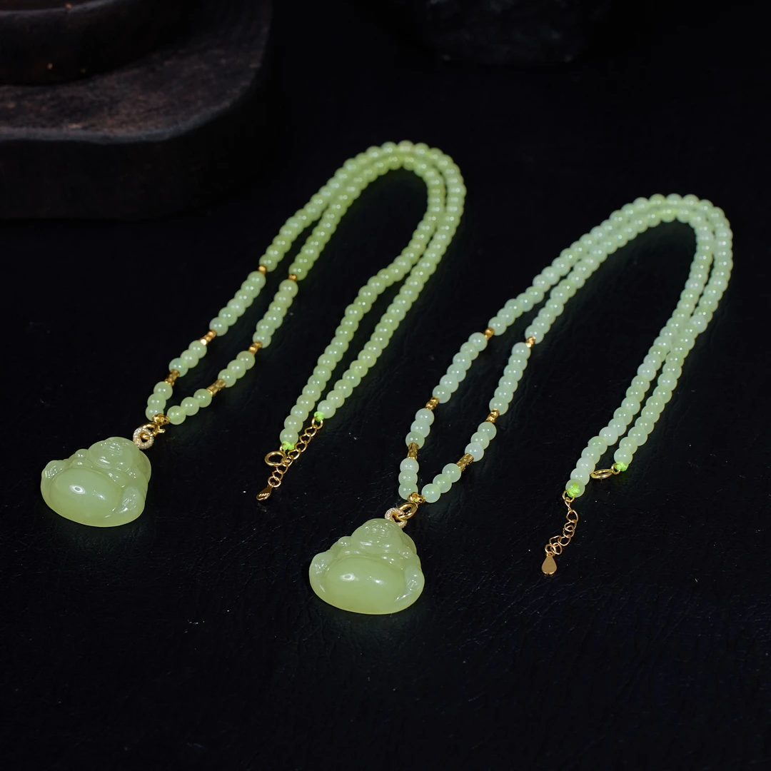 非遗好物分享【歪歪】和田玉黄口佛公套链（多样性发一）XB-J2964