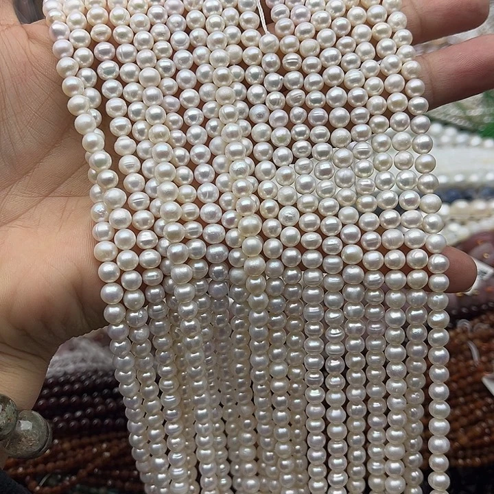 玛瑙/玉髓未镶嵌珠宝半成品一条5mm左右极光珍珠
