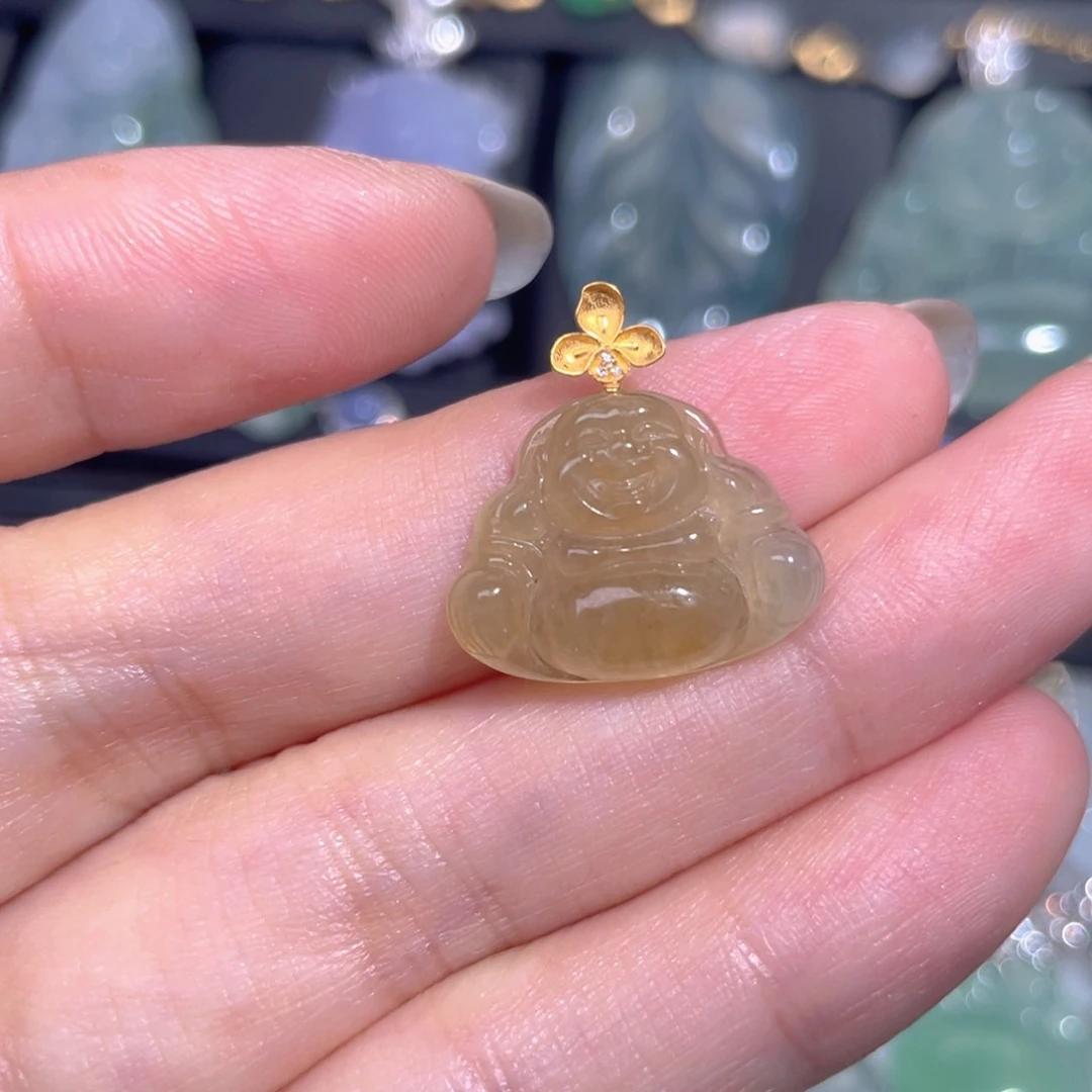 颈饰18K金镶嵌翡翠翡翠