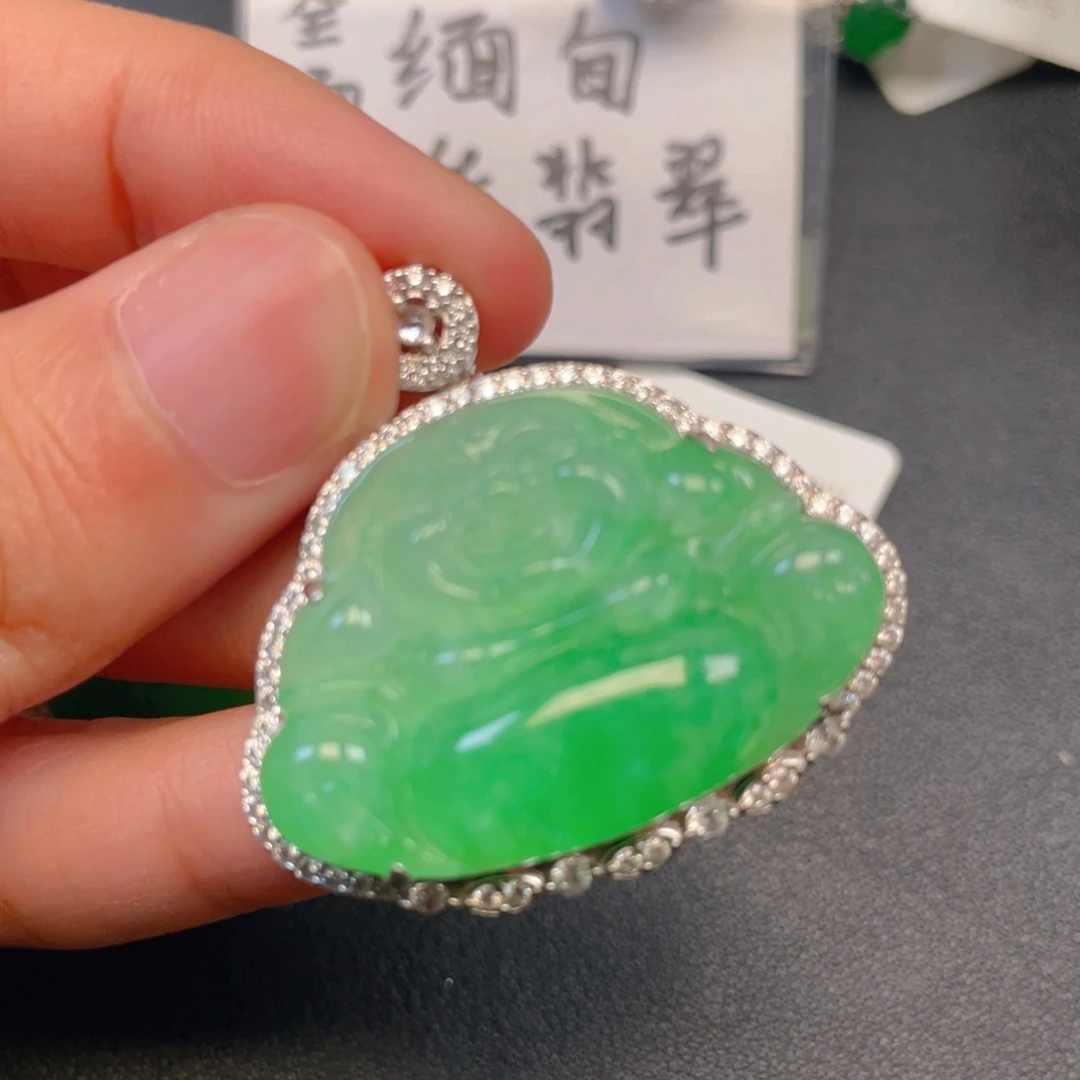吊坠(不含链)银S925镶嵌翡翠