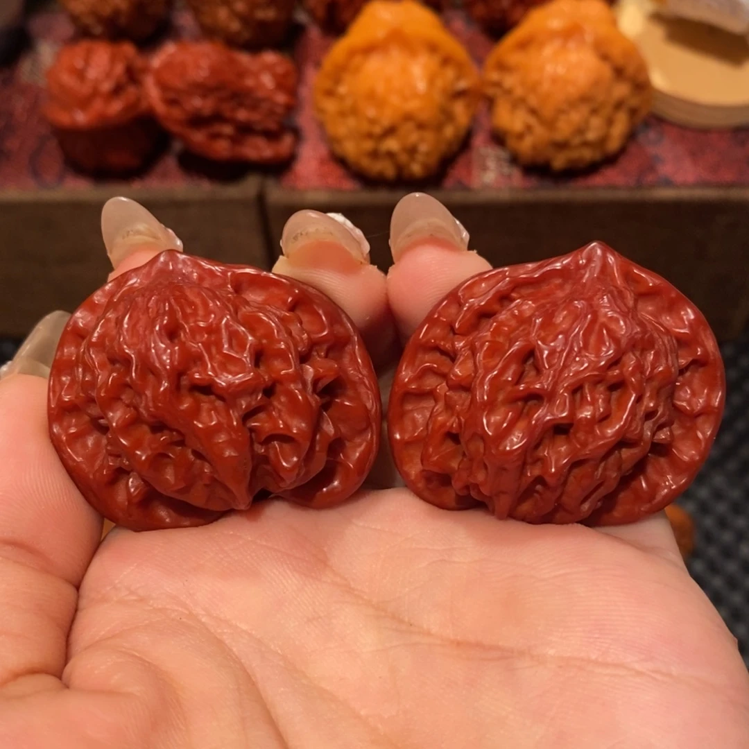 吊坠文玩核桃38:6玉化犀牛望月，0473