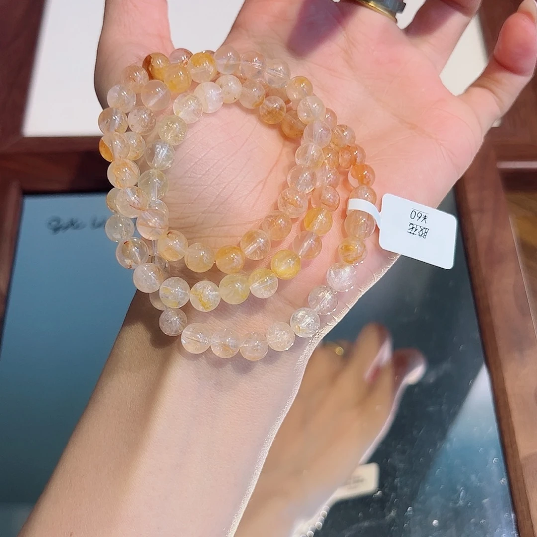 未镶嵌手链水晶渐变黄胶花7m 三圈