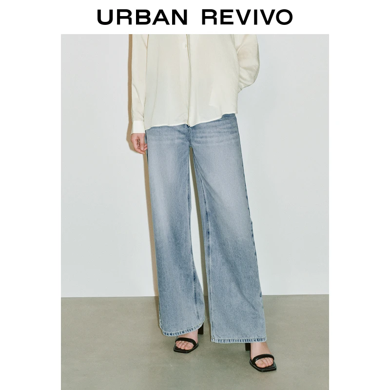 UR2025秋季新款女装时尚复古休闲百搭阔腿牛仔长裤UWG850093