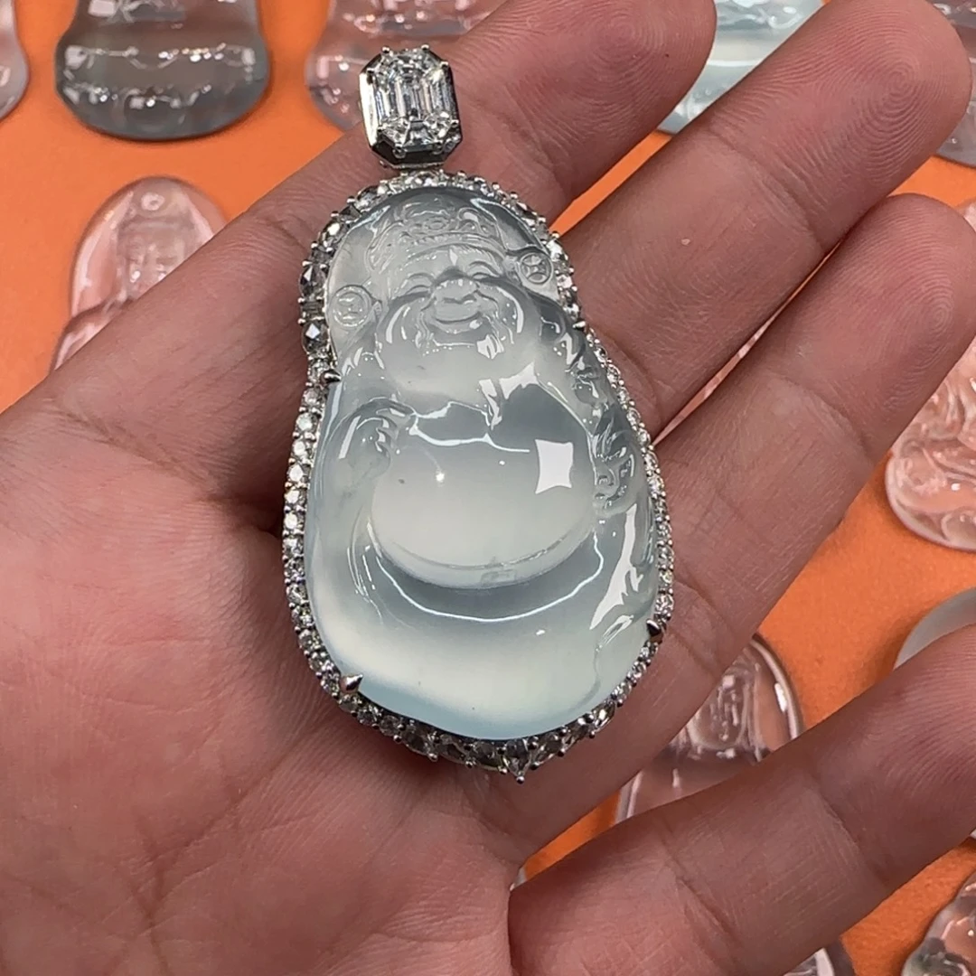 定制翡翠18K金镶嵌天然