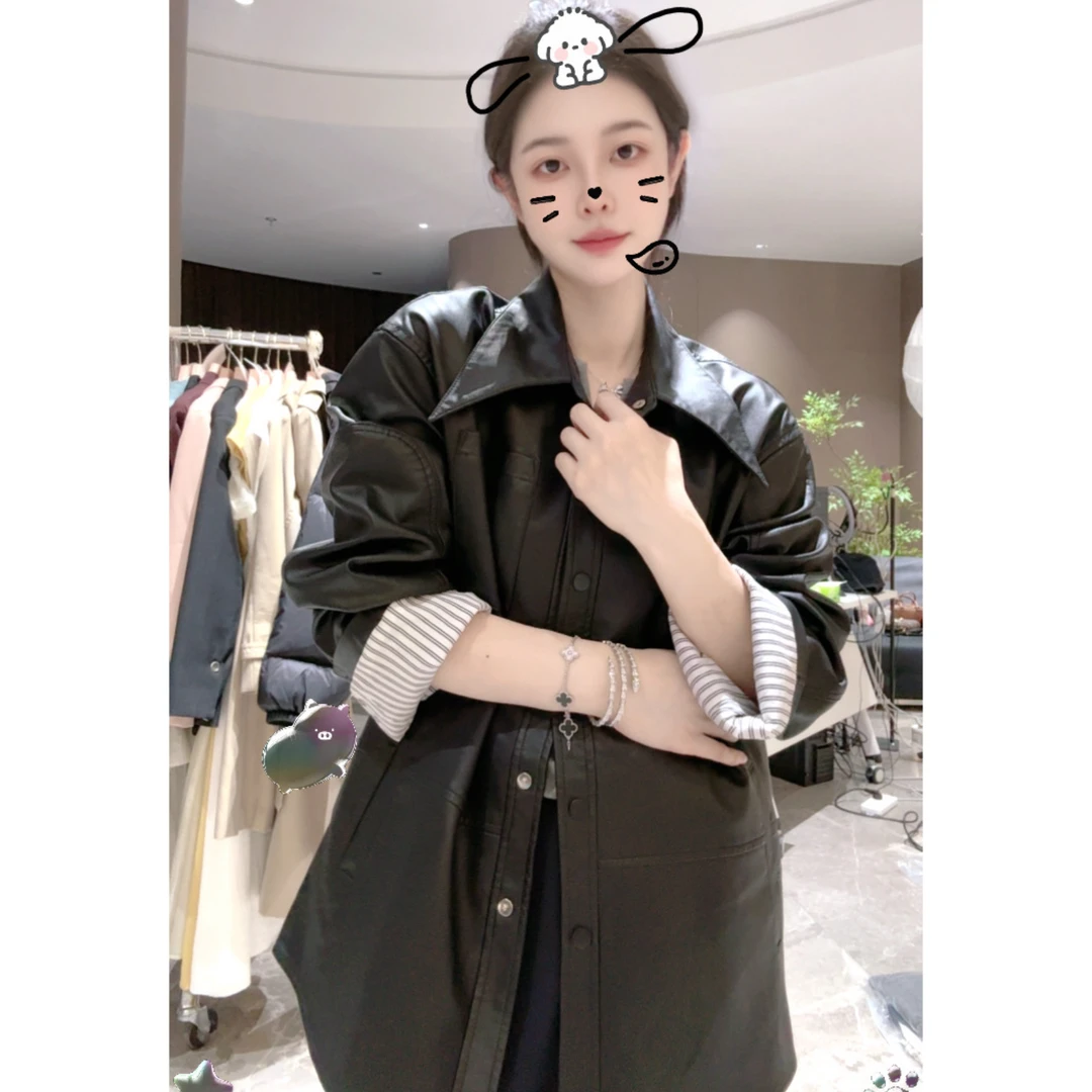 宿慕SUMU女士黑色高级感复古皮衣9-13秋新款气质老钱风外套8715