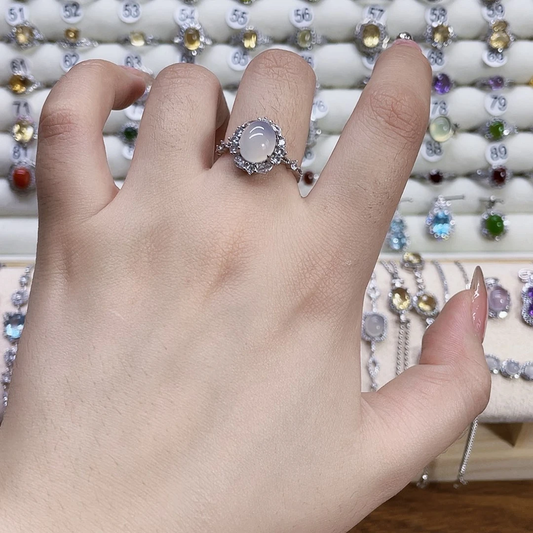 岫玉银S925镶嵌戒指