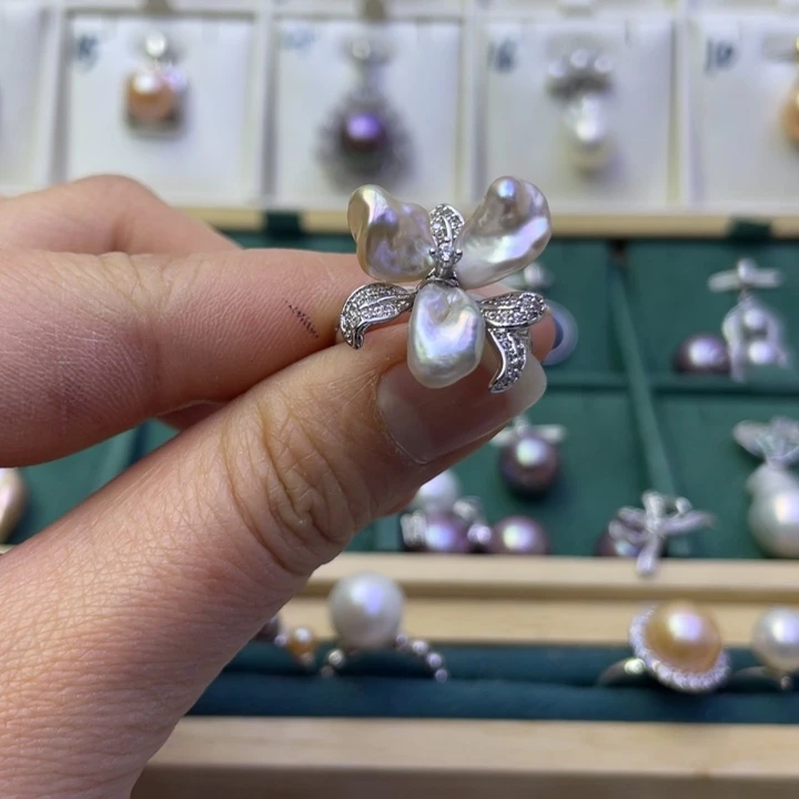 淡水珍珠戒指合金