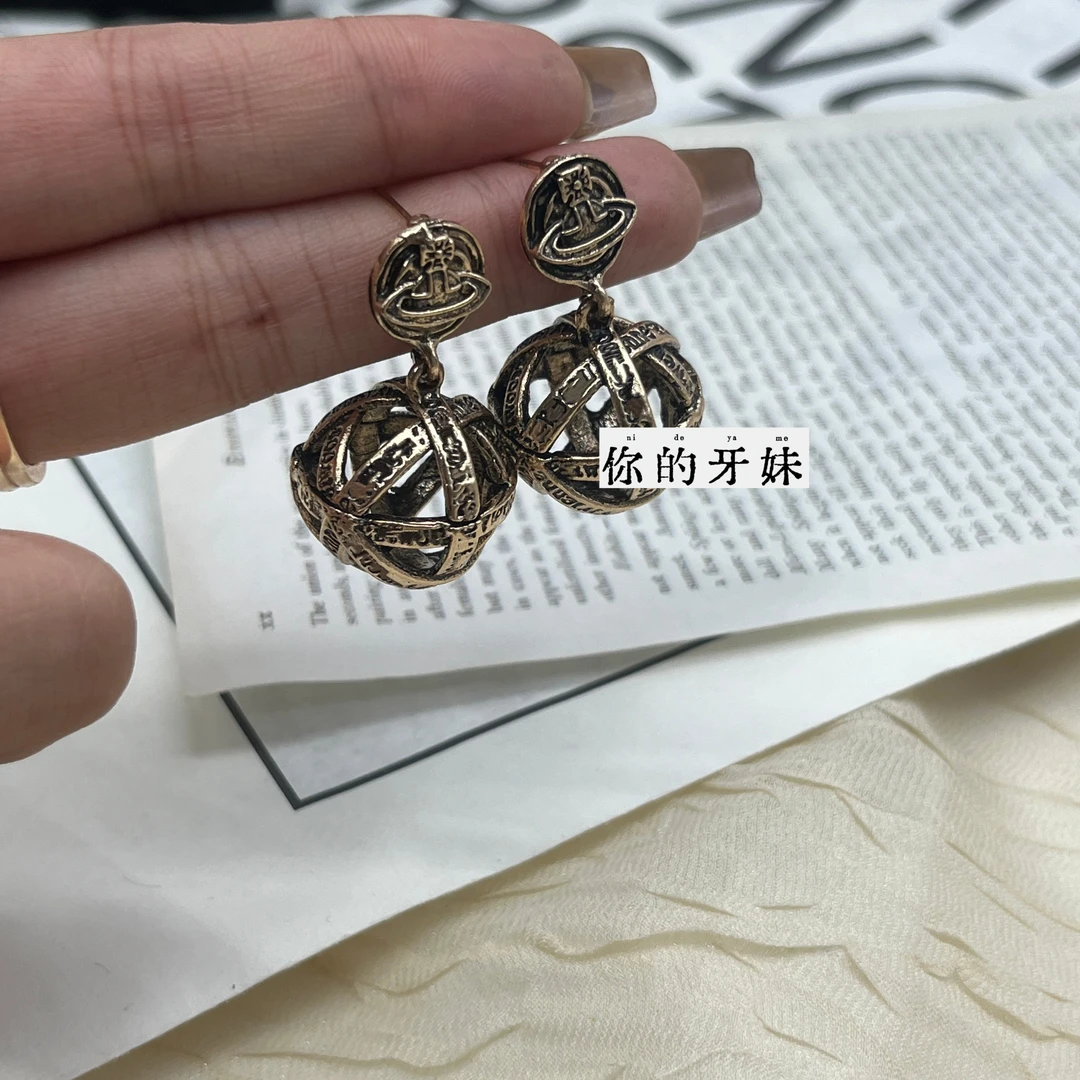 合金耳饰 镂空大球耳钉ED422复古时尚轻奢精致百搭时尚