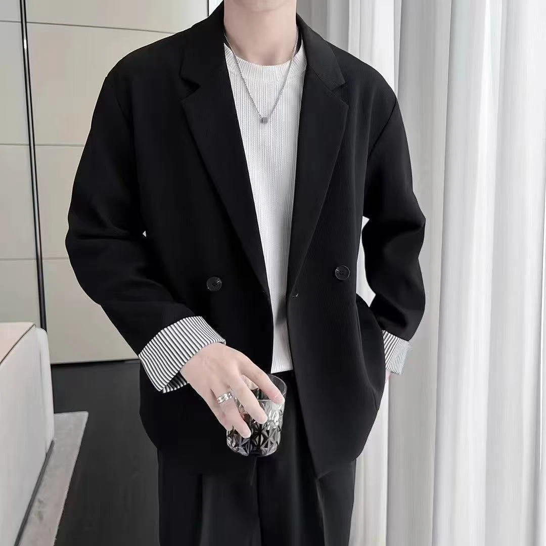B 600--800男生西服男士休闲百搭痞帅宽松潮流港风韩版春秋毛呢