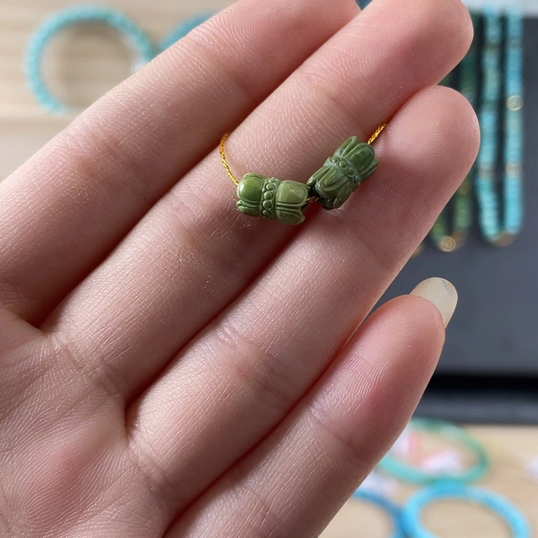 未镶嵌绿松石手串菜籽并蒂莲套装6+