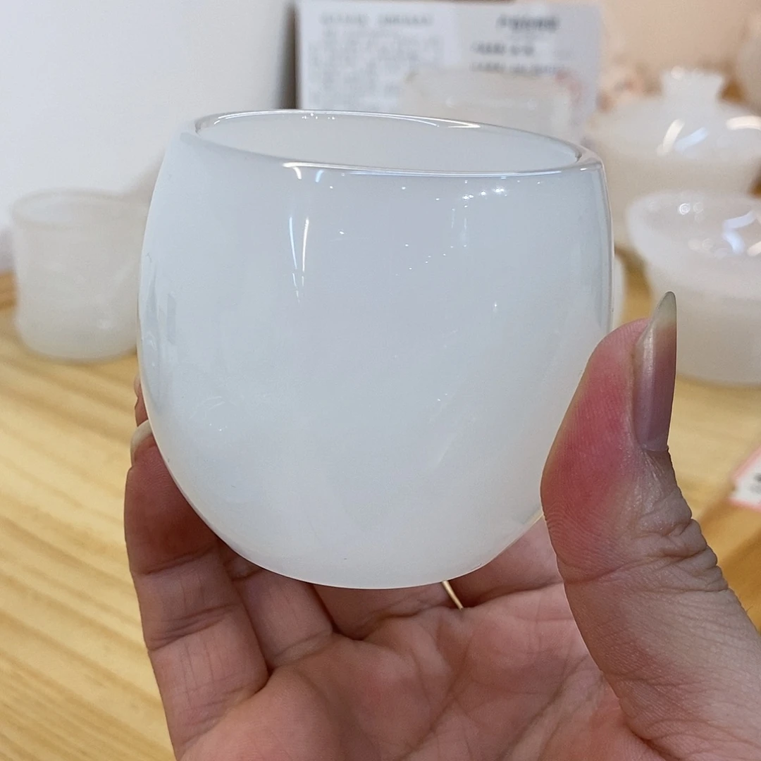 琉璃手工艺品白玉琉璃主人杯