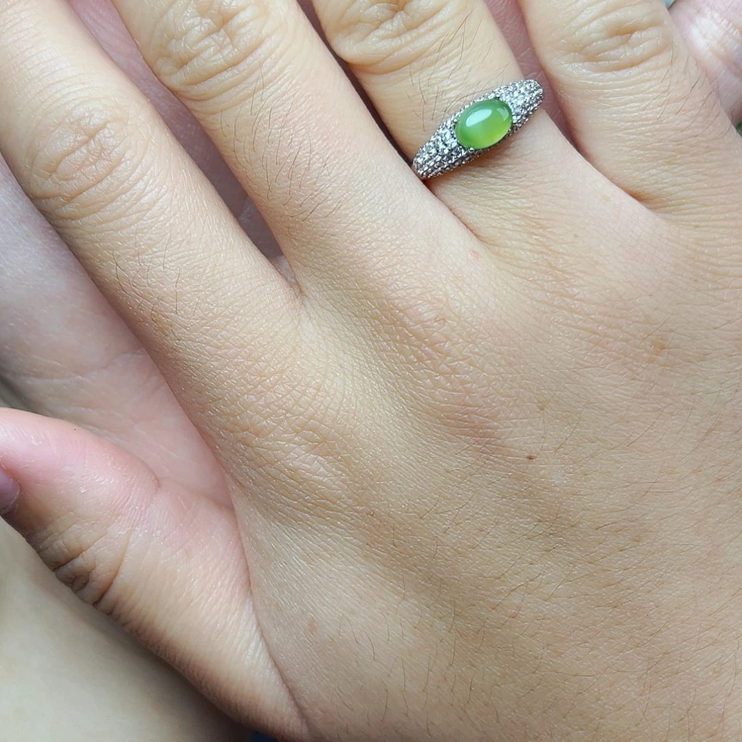 和田玉银S925镶嵌耳饰戒指06