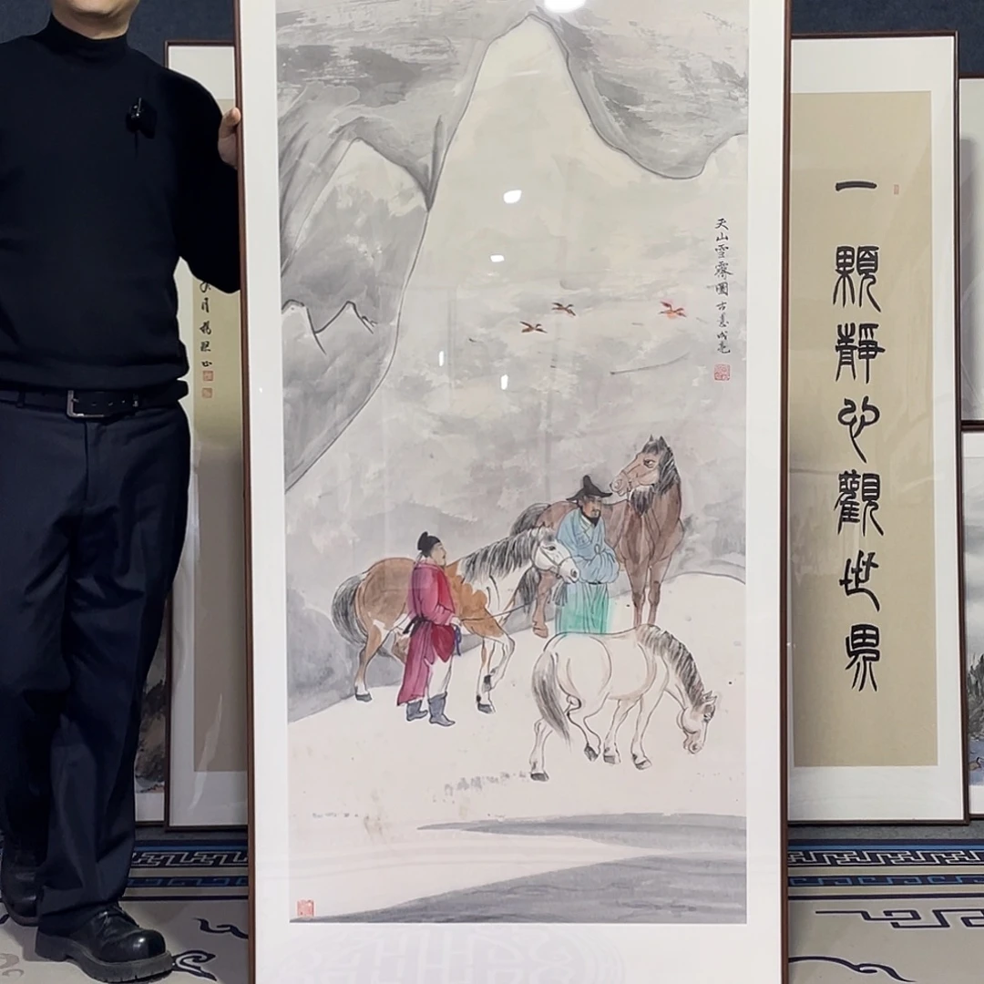 国画手绘画作品带框80/160