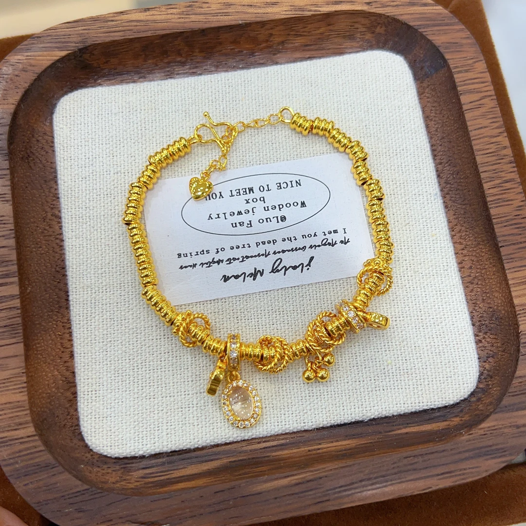 铜合金手链 伊帕尔阿依新款时尚手链气质百搭古法金色轻奢手工