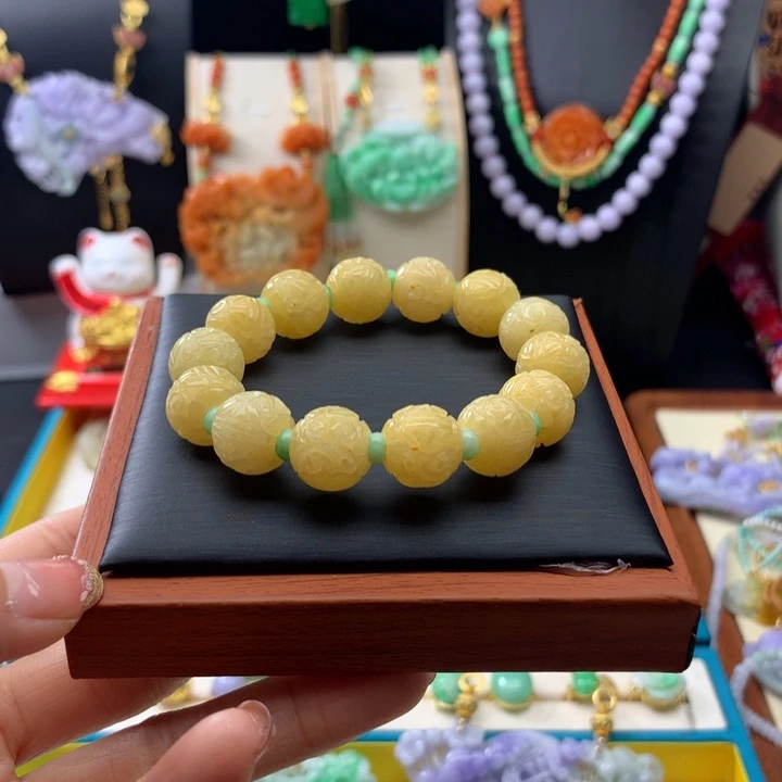 翡翠手链未镶嵌黄翡手串