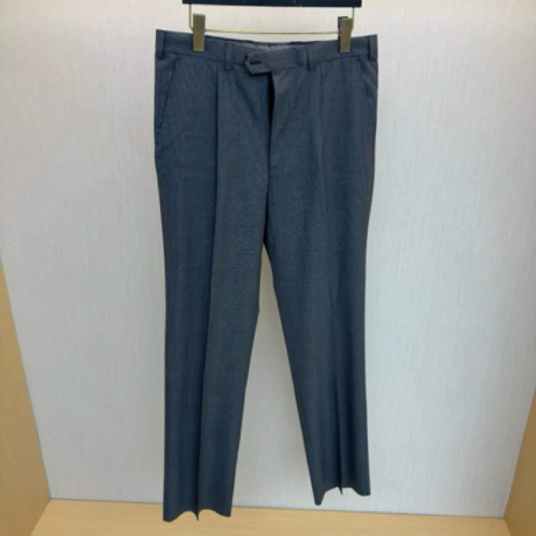 精仿羊毛休闲西裤深灰格子0120