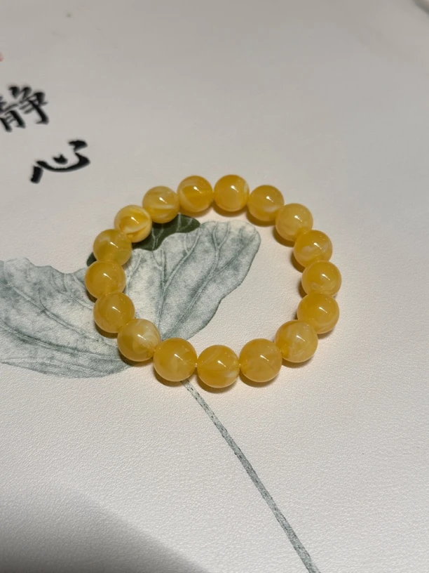 满蜜鸡油黄卡11+毫米单圈手串