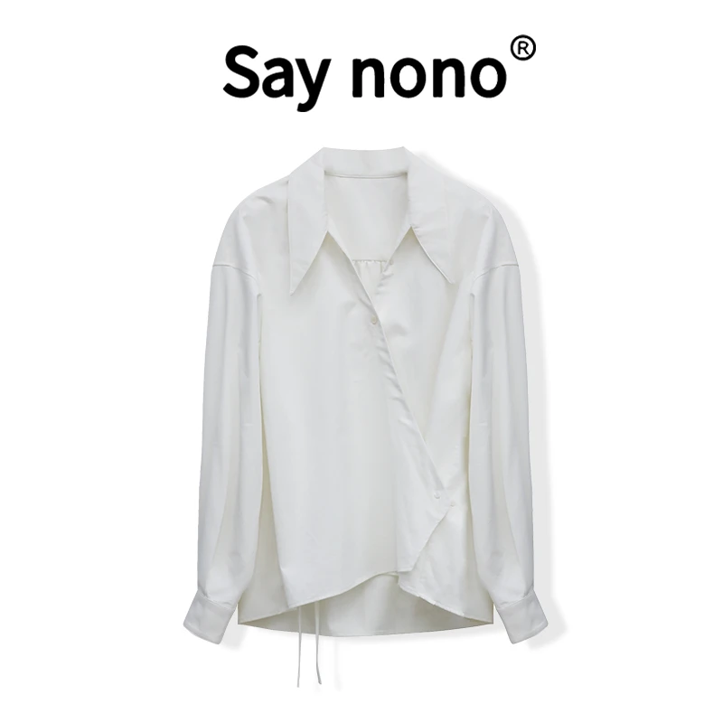 懒猫nono│Saynono 春夏新品设计感气质不规则百搭衬衫 L10020