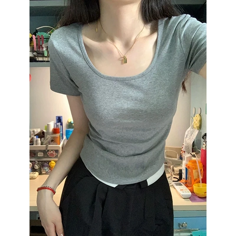 孕妇装柔软亲肤圆领短袖T恤女2025夏季新款洋气内搭百搭打底衫