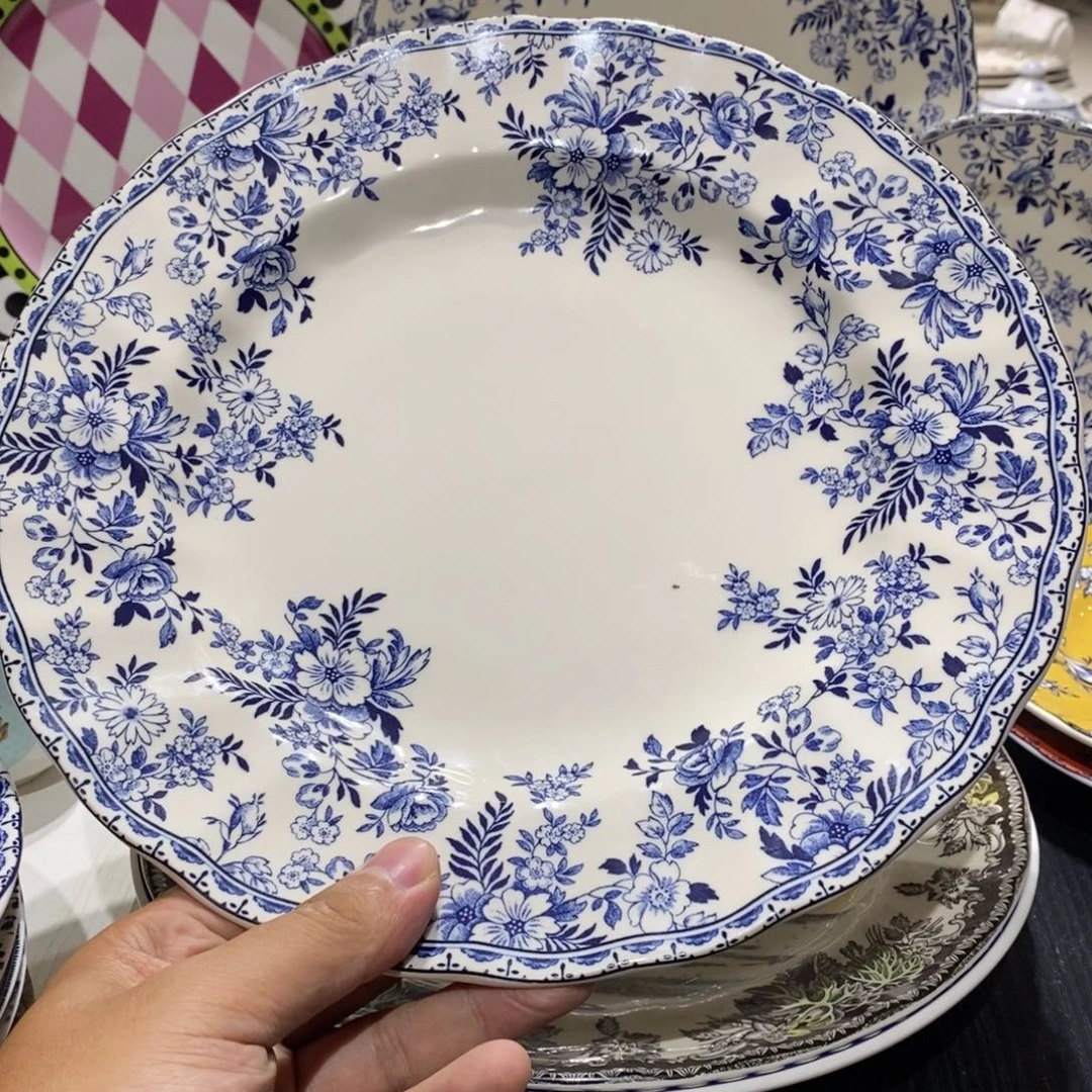 瓷微瑕青花十寸平盘一个