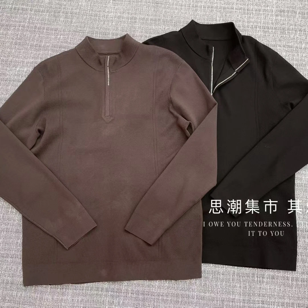 拉链立领套头针织衫毛衣运动打底衫户外男款
