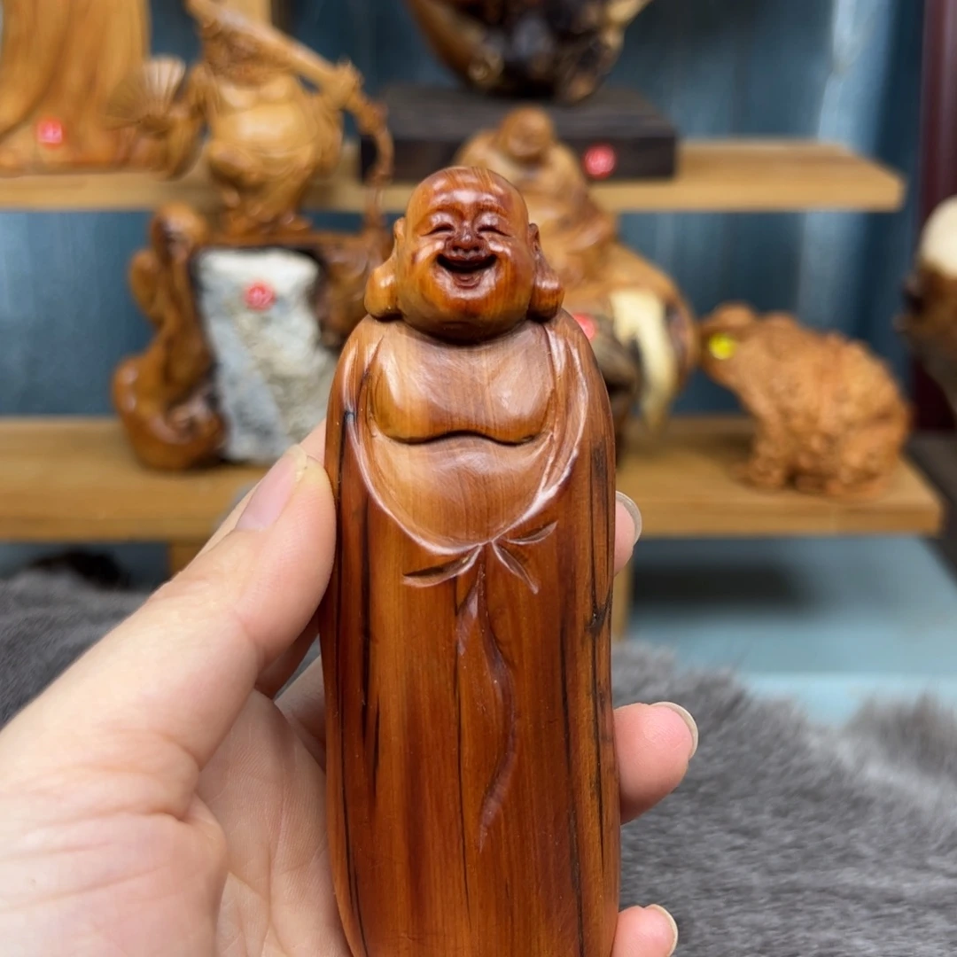 木流**掷崖柏木摆件手把件