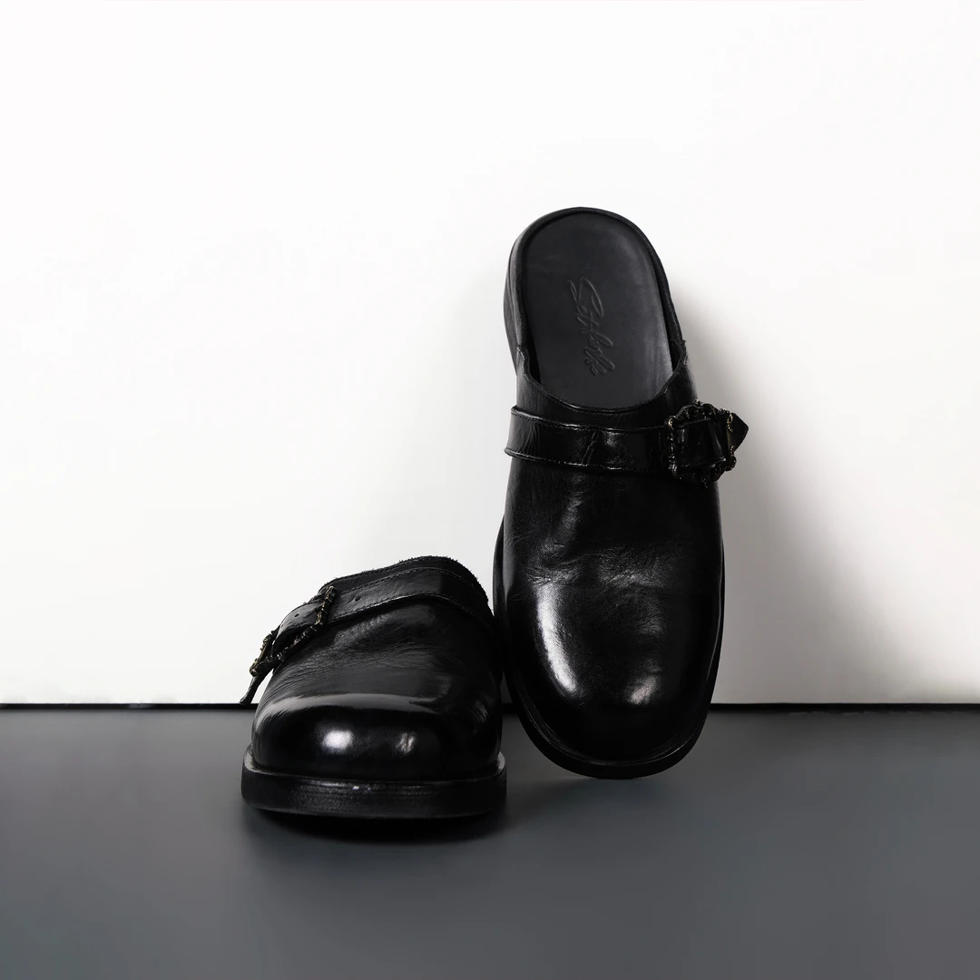 Set for life 25SS 水洗做旧油蜡复古感马皮牛里穆勒雕花调扣半托