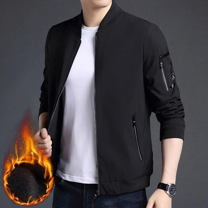 高端轻奢大码男外套秋冬加绒舒适休闲夹青年潮流上衣加肥潮牌男士