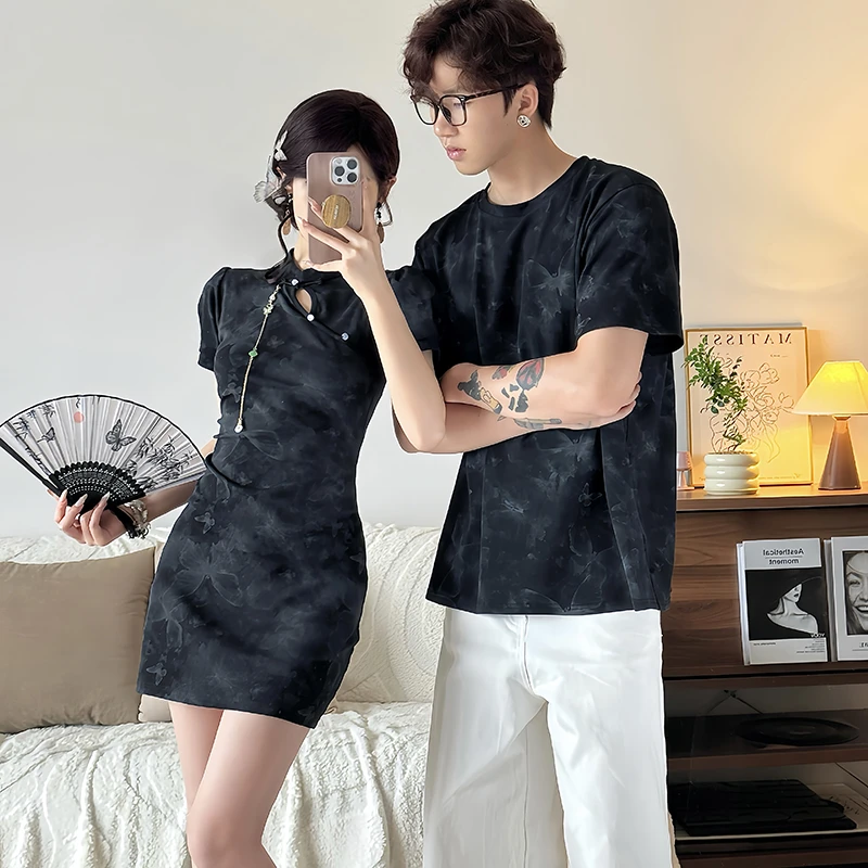 情侣装夏季新款新中式国风改良旗袍连衣裙女韩版文艺复古连衣裙潮