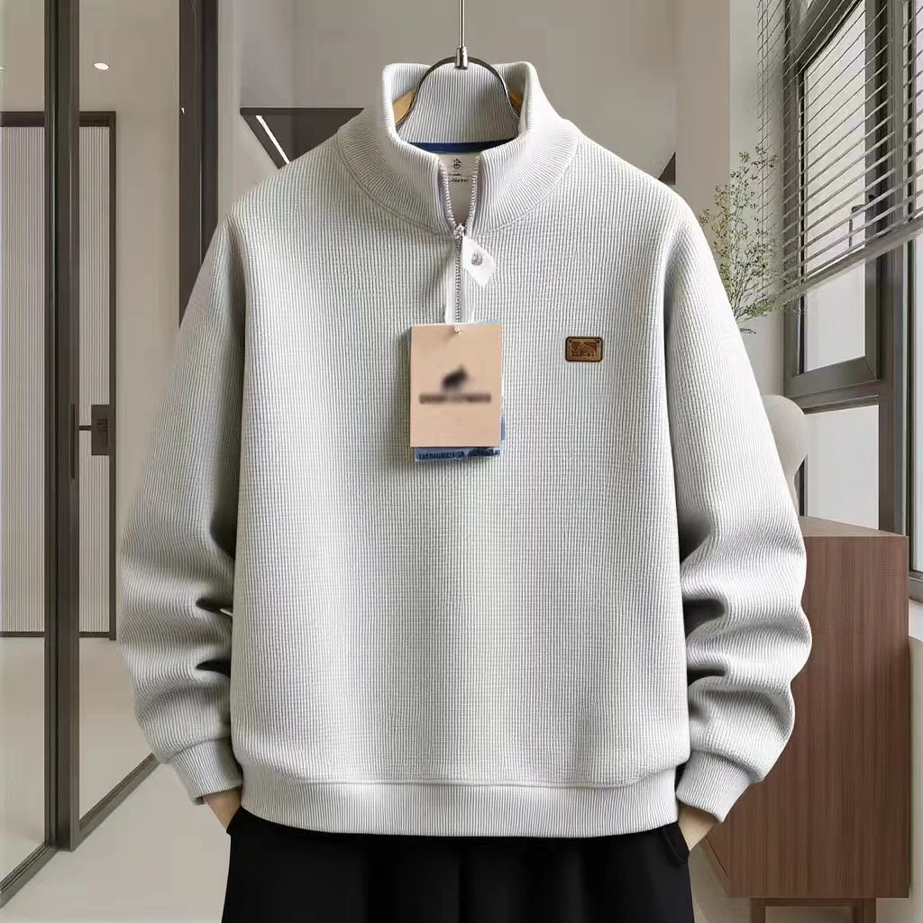 【皇冠】男士加绒加厚半拉链保暖卫衣