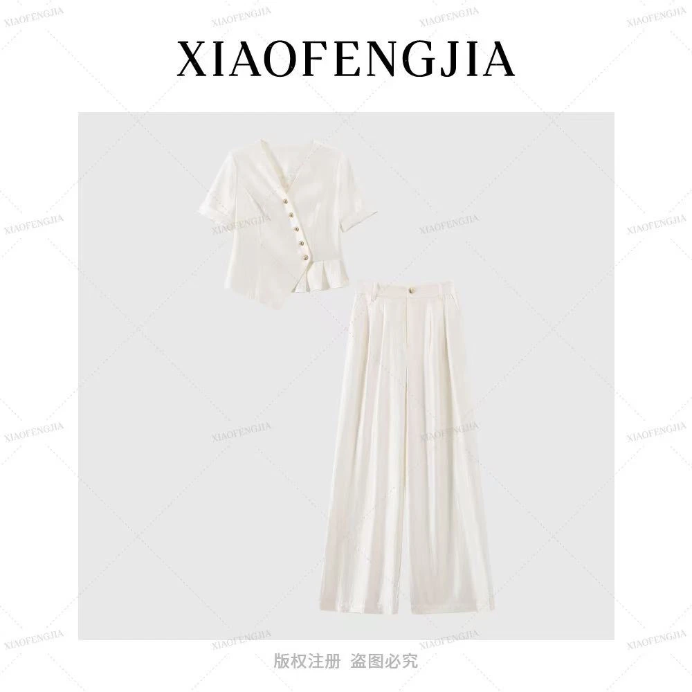 2025夏季新款【四季青小封家轻奢】清新简约下摆设计感套装0532