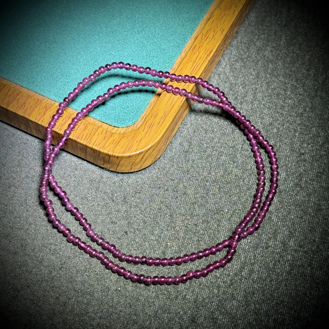 天然老矿石榴石多圈手串 多样性发其一A8039