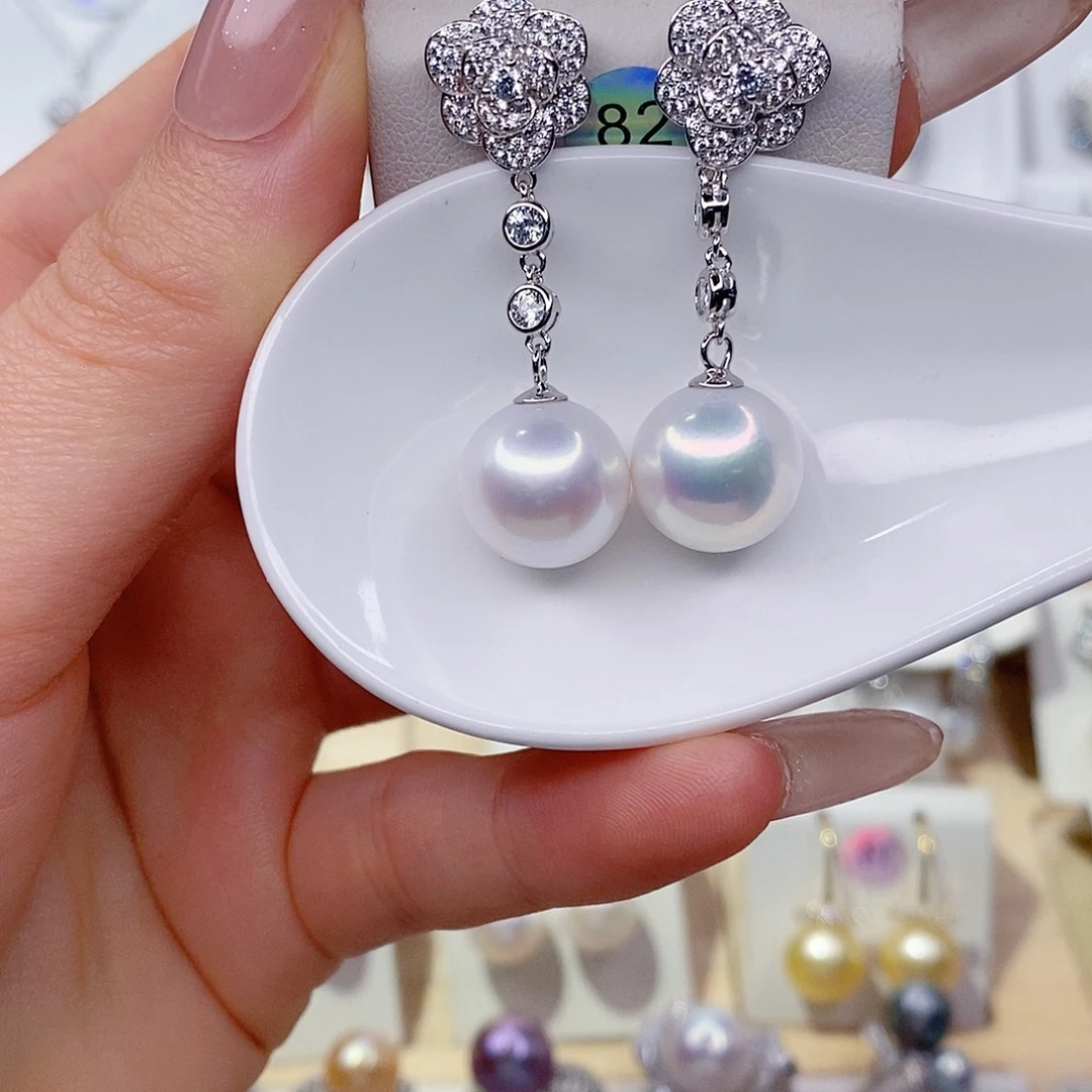 鱼***鱼淡水珍珠银S925镶嵌耳饰12➕