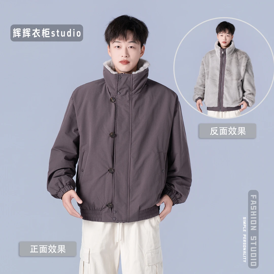 日系复古棉服男女款加绒保暖宽松棉衣外套棉袄秋冬立领防风