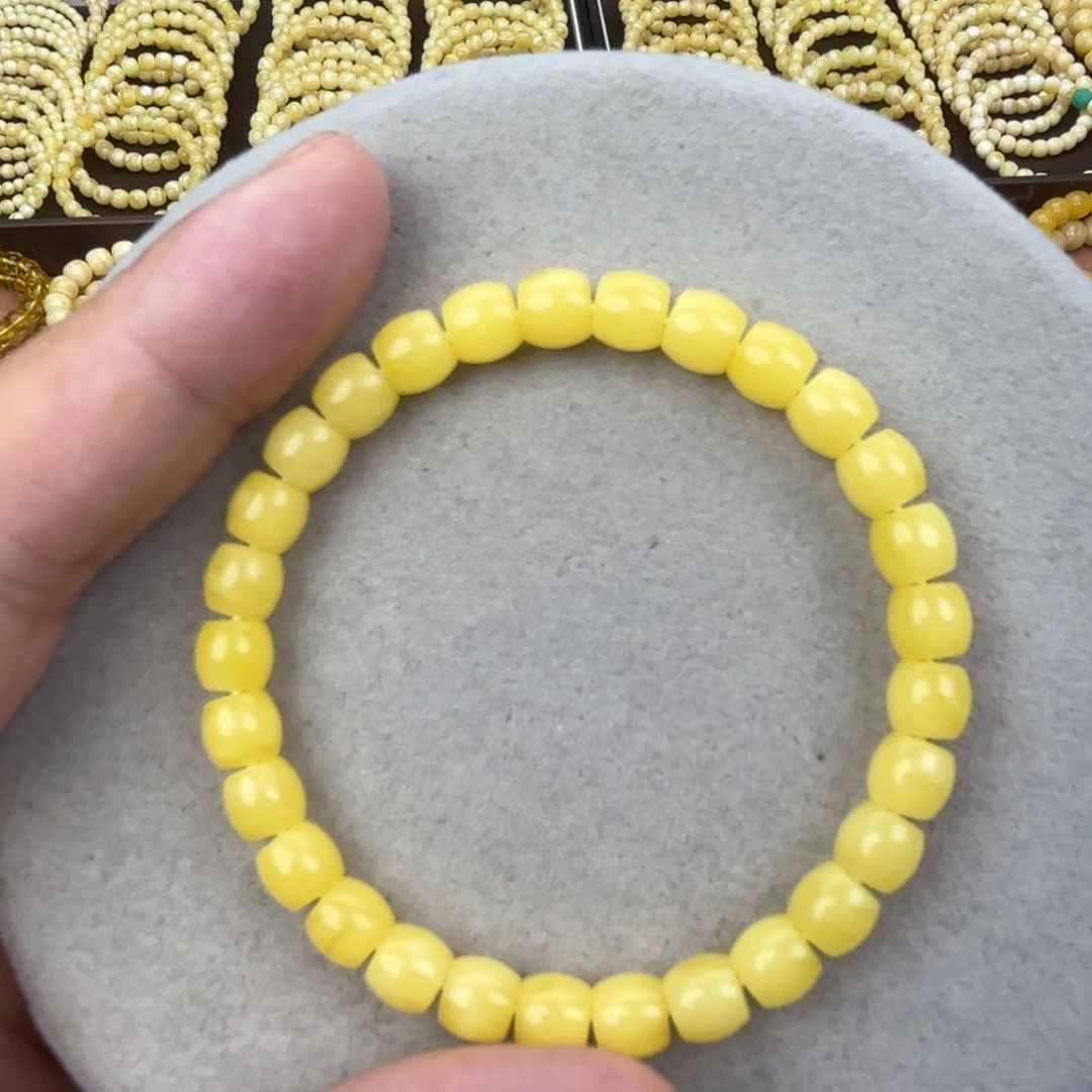 周****蜜蜡未镶嵌手串纯天然俄料极限弧高桩7*6.5