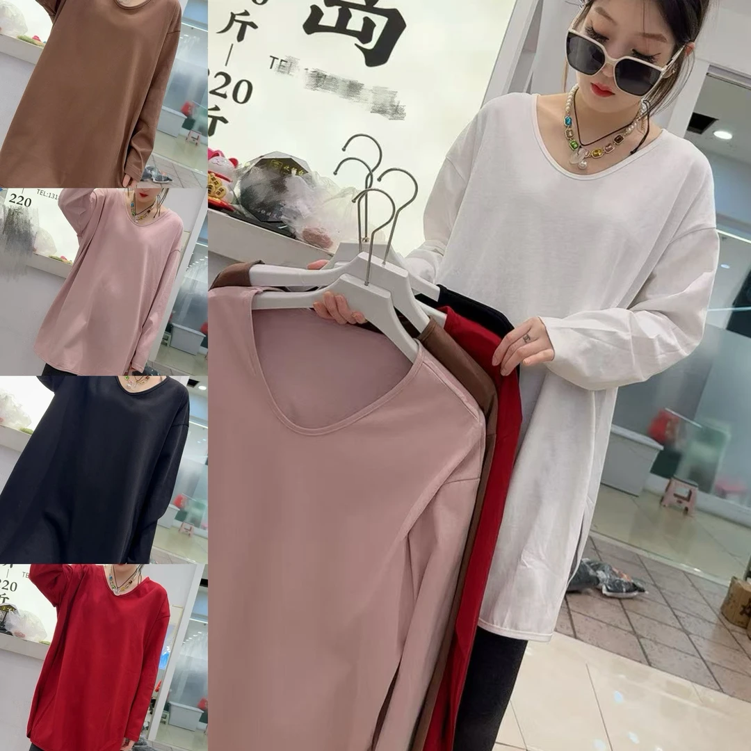 18012简约纯色T恤（衣长80左右)