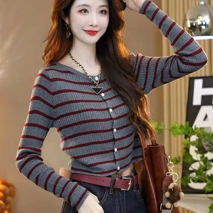 短款小开衫2025早秋针织衫圆领新款修身打底衫外搭小外套上衣女