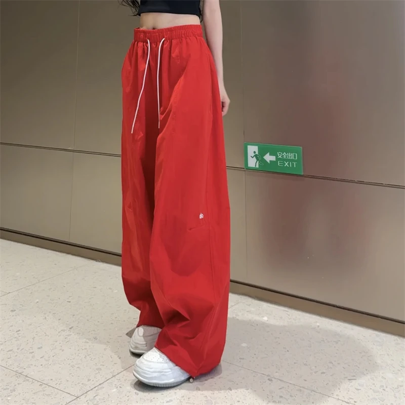 超薄弯刀裤高腰百搭显瘦刺绣字母香蕉裤