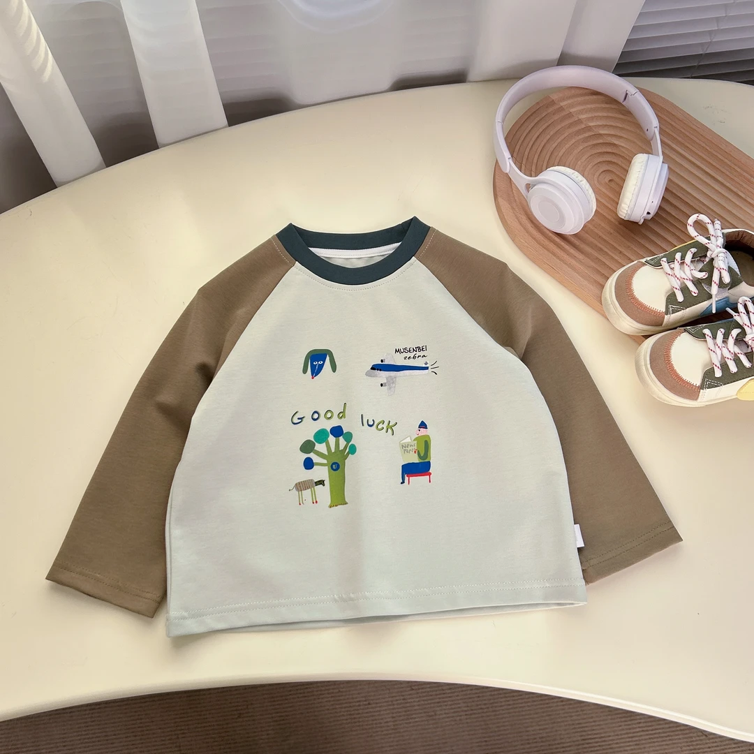男童长袖T恤2025新款卡通印花插肩袖打底衫BMC25032