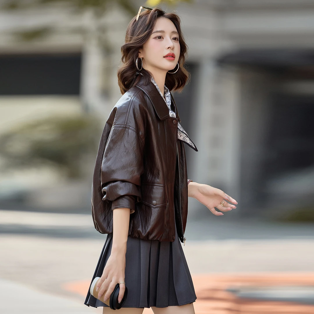 皮衣外套女2025春秋新款气质显瘦宽松休闲短款高级感PU皮夹克上衣