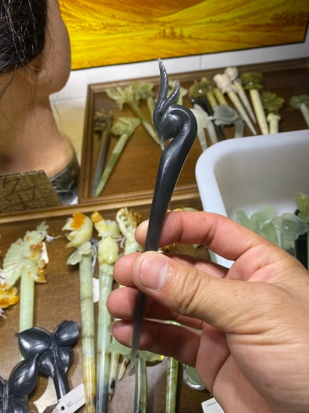 岫玉发簪、头饰、汉服发饰、简约玉簪、日常百搭、古风玉簪、精致发簪