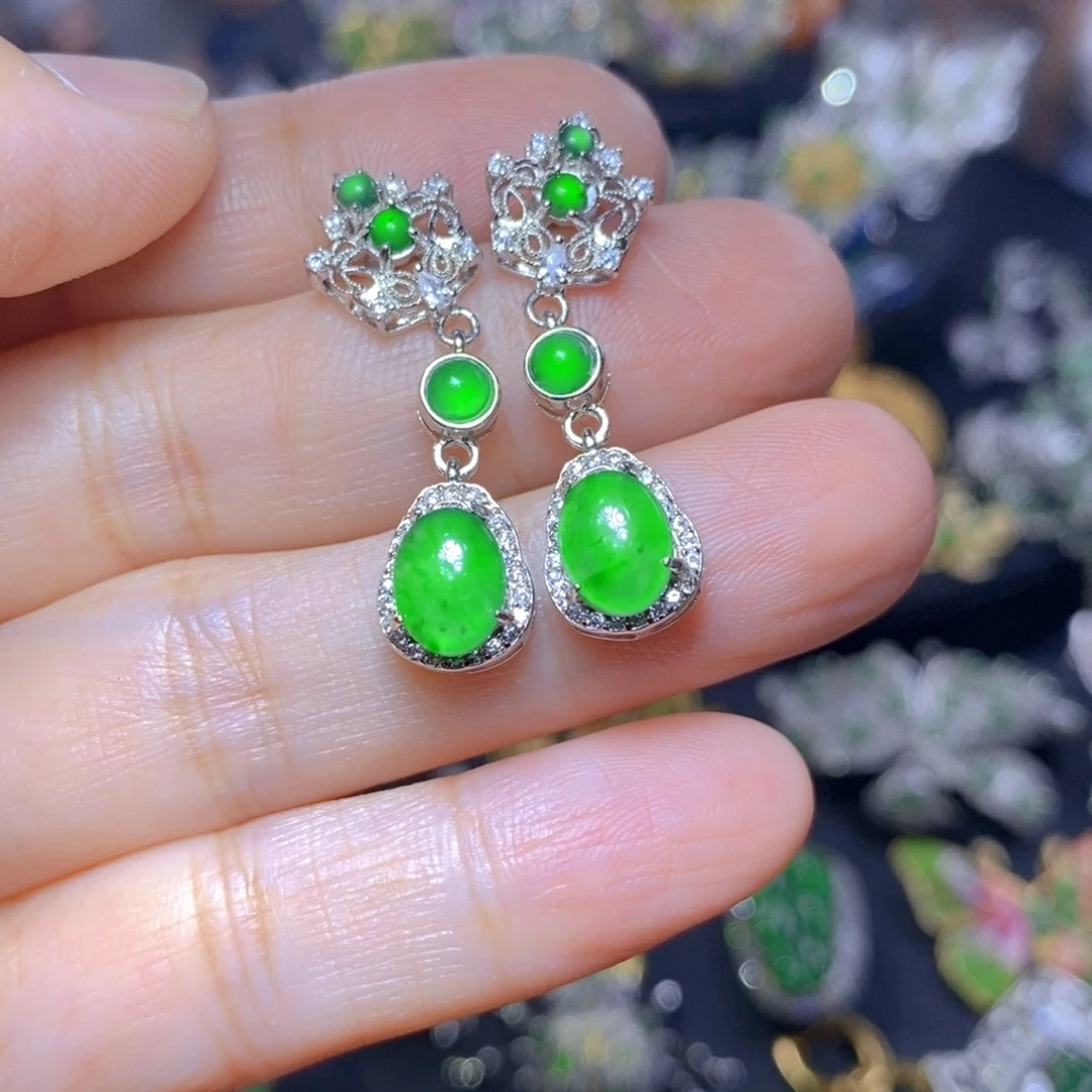 翡翠银S925镶嵌套链天然翡翠