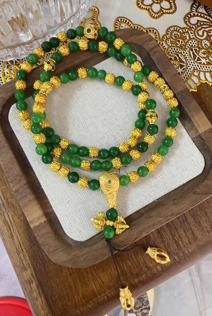 铜合金合成锆石项链 SQ思岐新中式-金刚杵碧珠项链5937