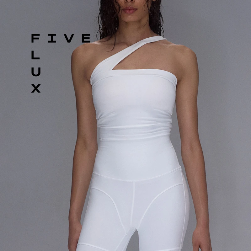 FIVE FLUX Arc系列抹胸背心斜肩瑜伽健身带胸垫文胸美背外穿上衣