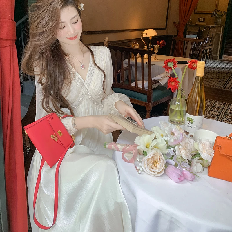 【有里布】法式小香风连衣裙女2025春新款高级感仙气白色裙D0271