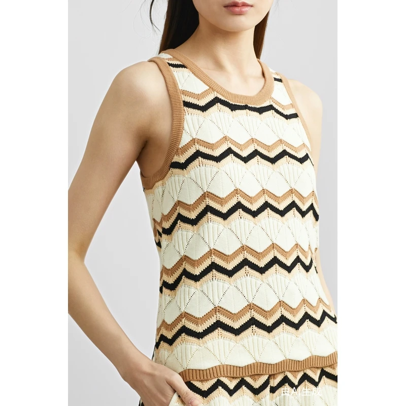 GARCON BY GARCON女内搭挑窿针织棉质背心马甲